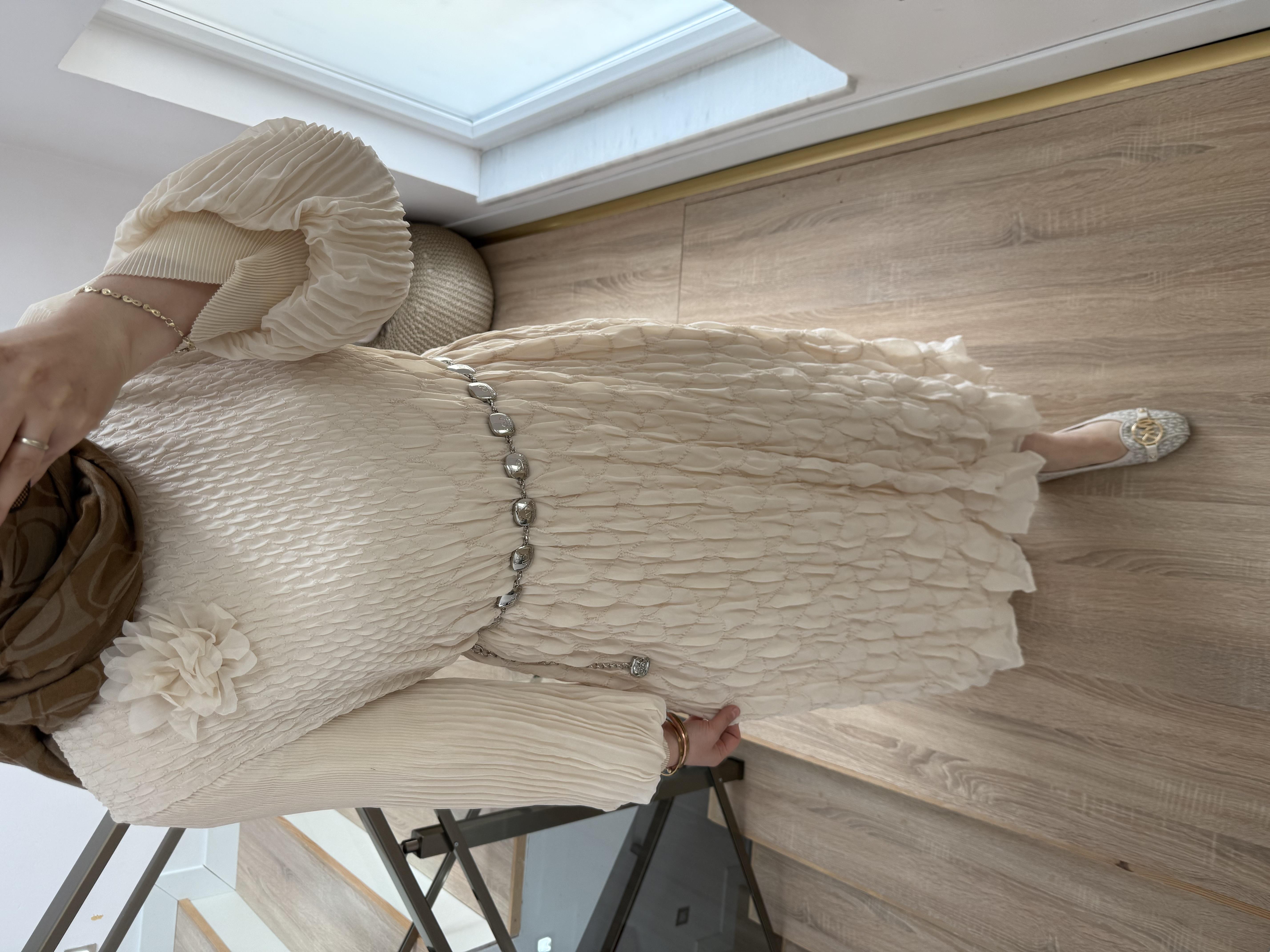 Bürüncük Krem Elbise