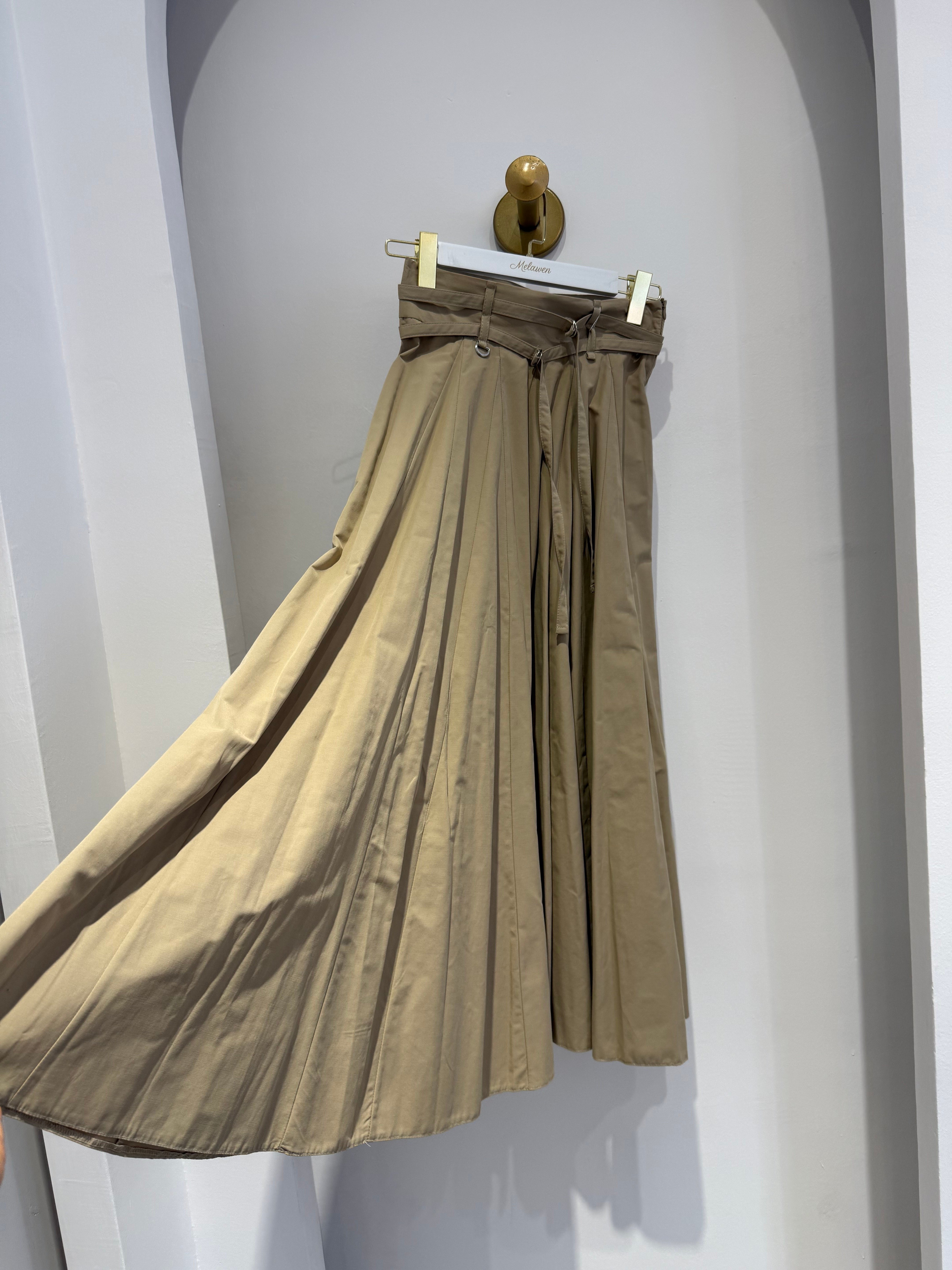 Çift Kemerli Camel Etek