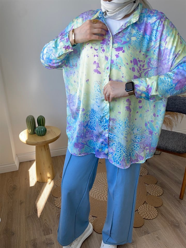 Ebru Desen Gömlek MAVİ