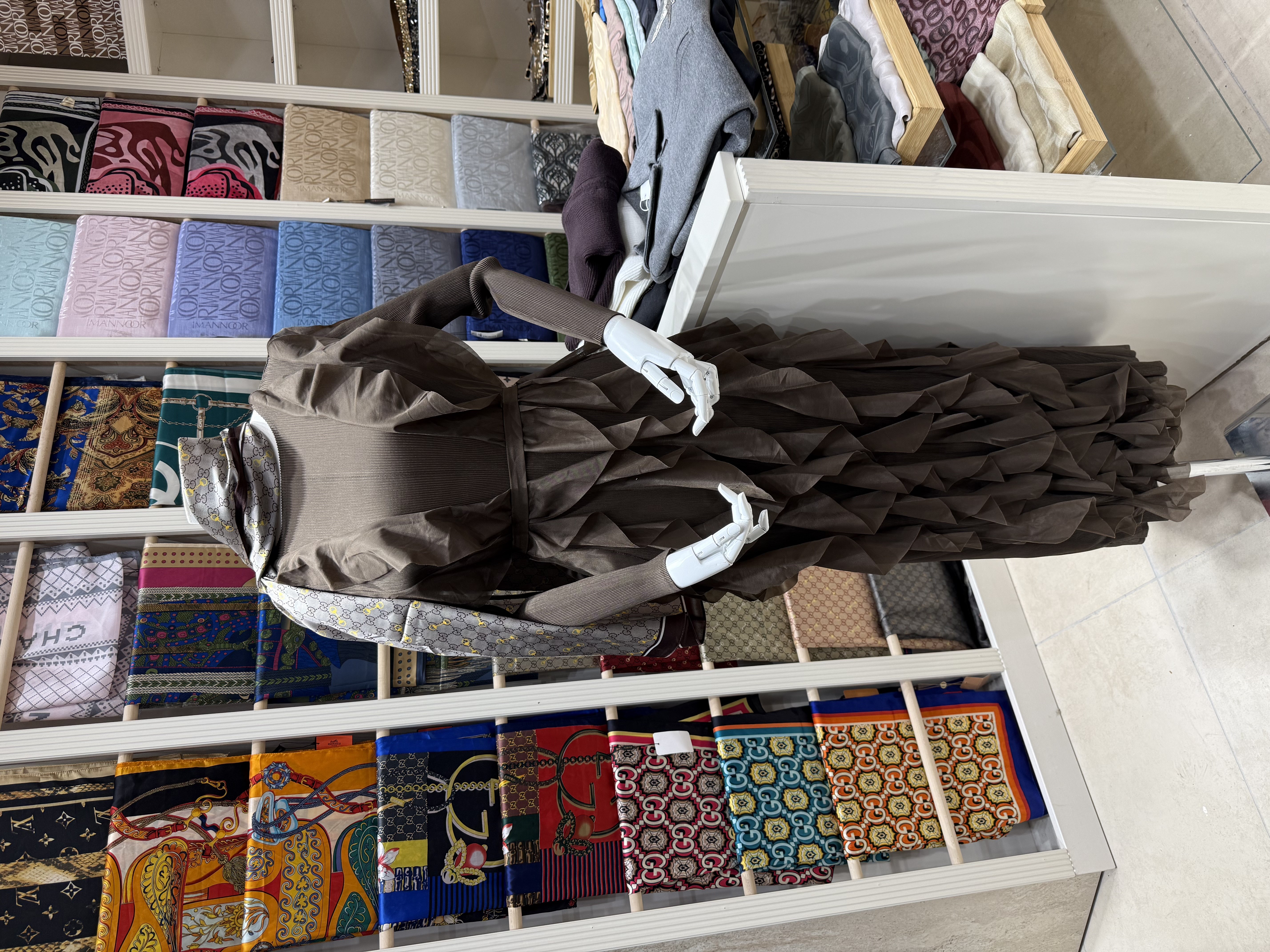 Fırfırlı Elbise Kahve