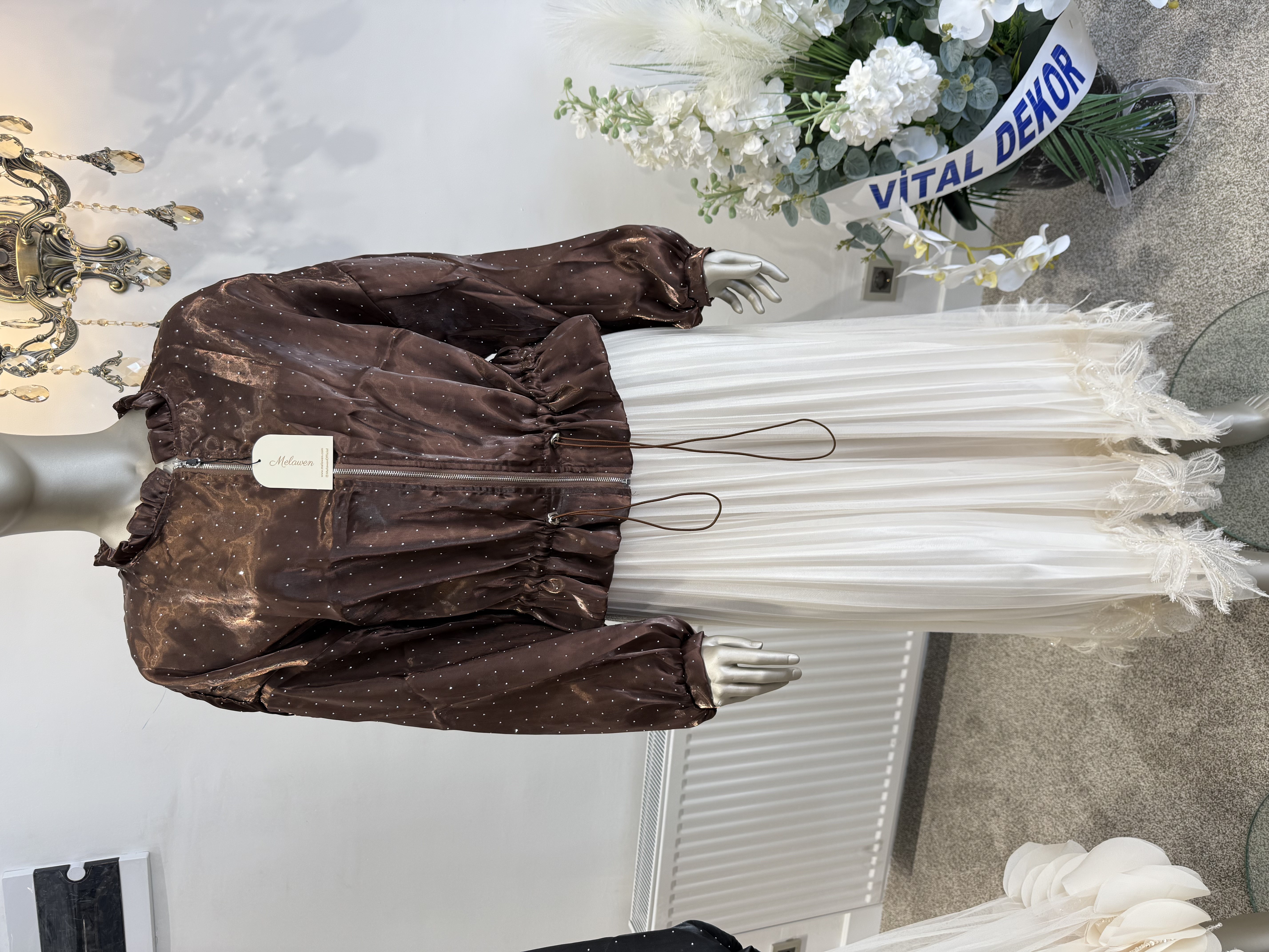 Minimal Taşlı Bomber Ceket Kahve