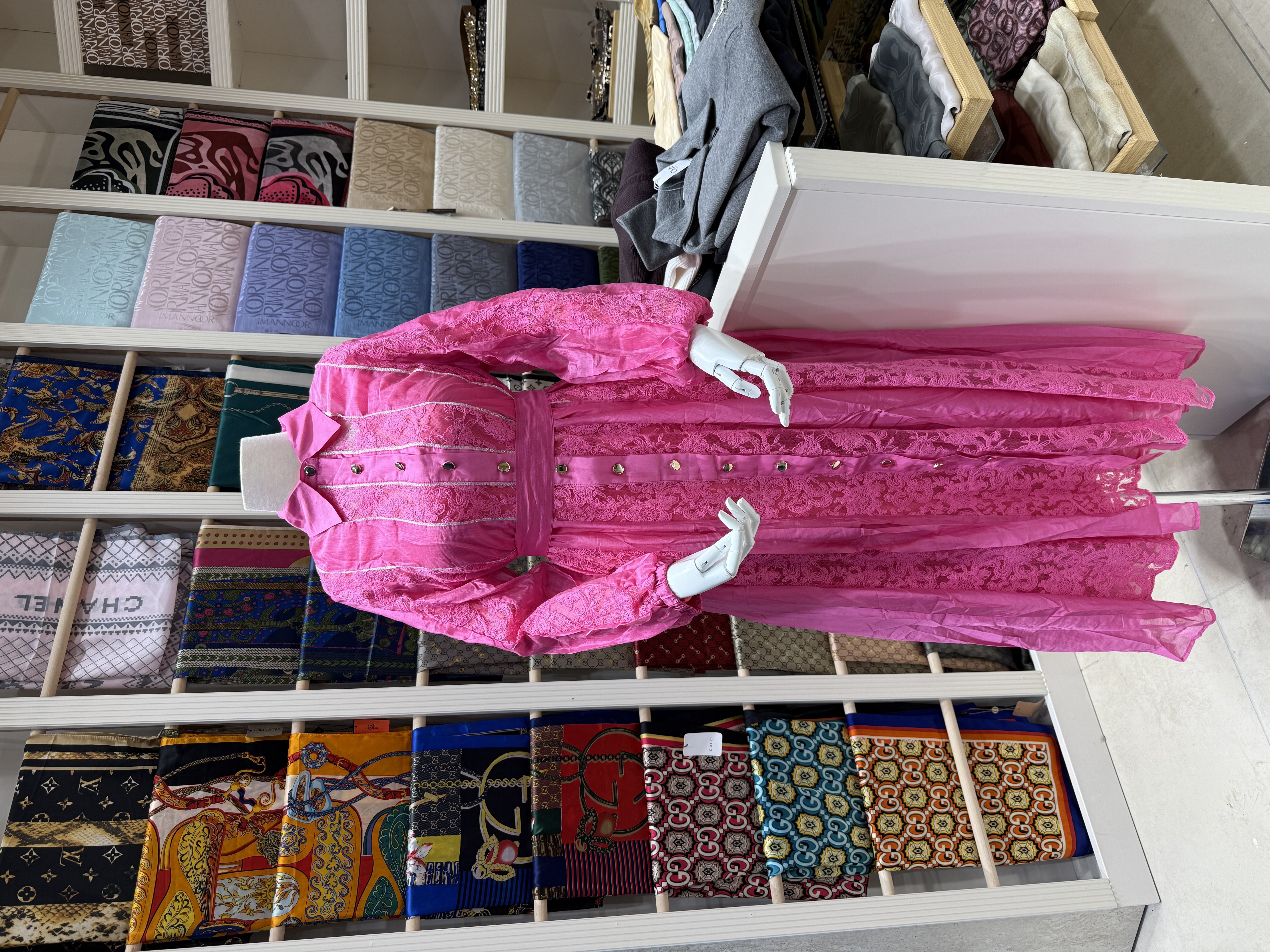 Şerit Elbise Fuşya