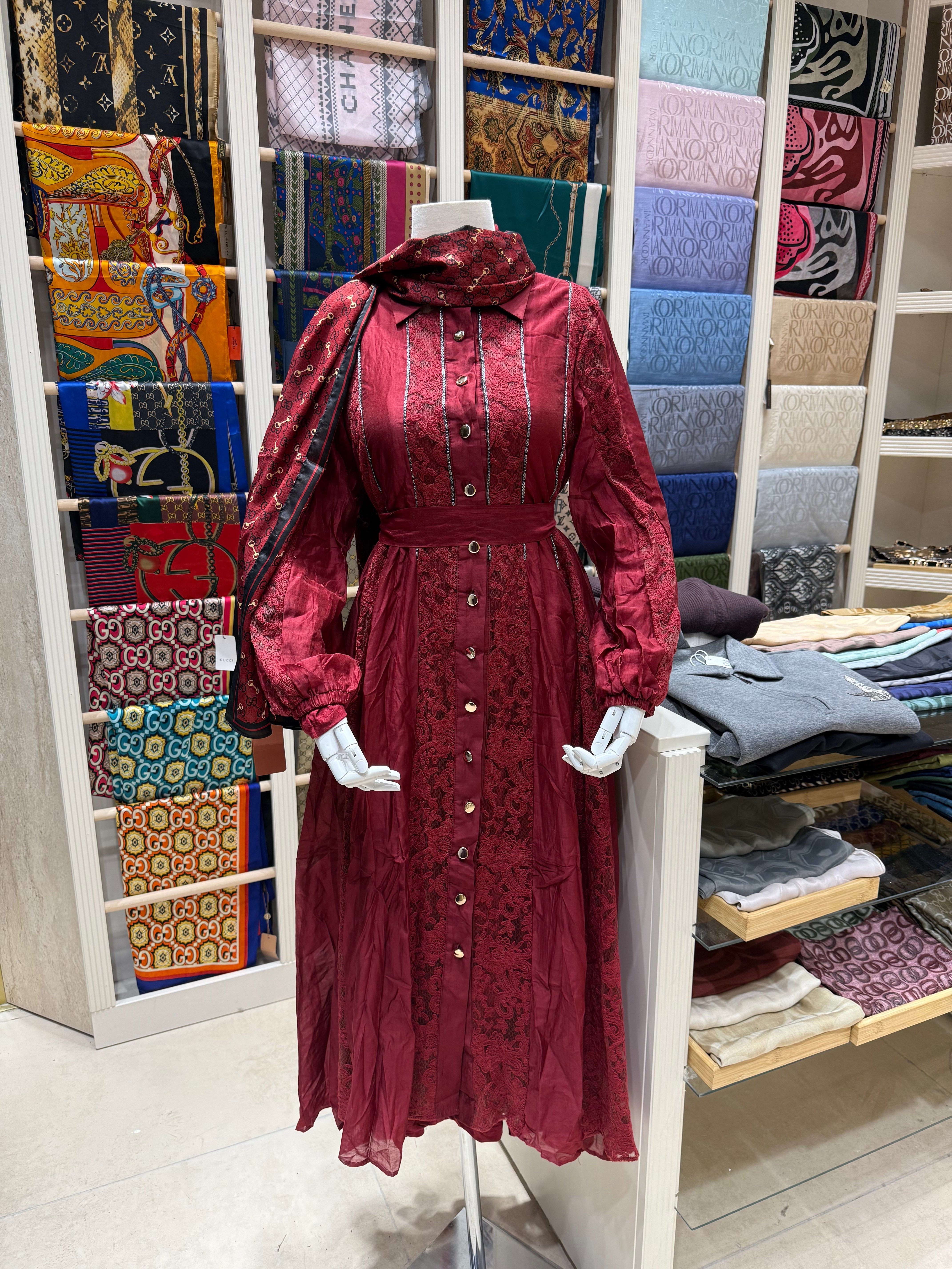 Şerit Elbise Kırmızı