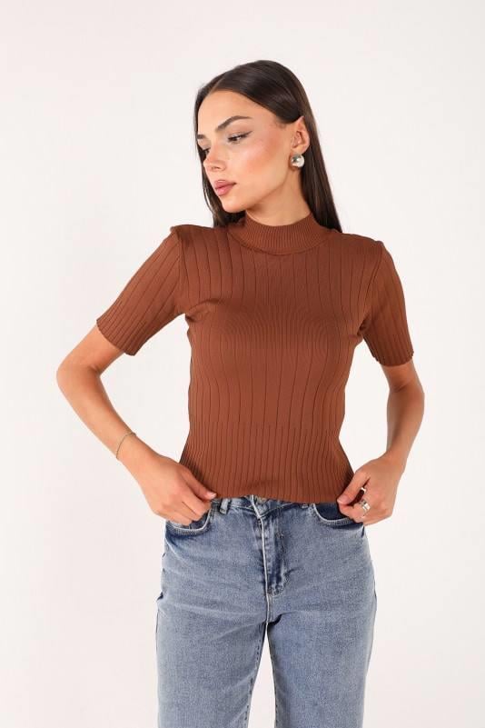 Triko kısa kol içlik kahve 