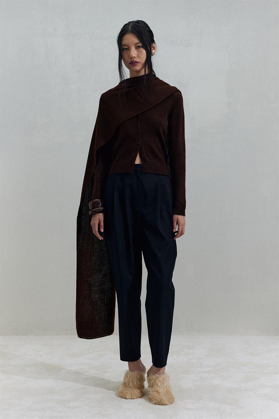 Plain Knitted Knitwear Scarf