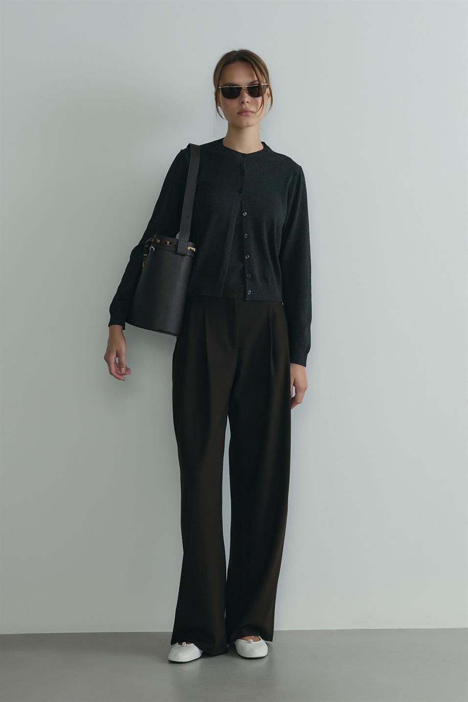 Acı Kahve Lina Pileli Pantolon