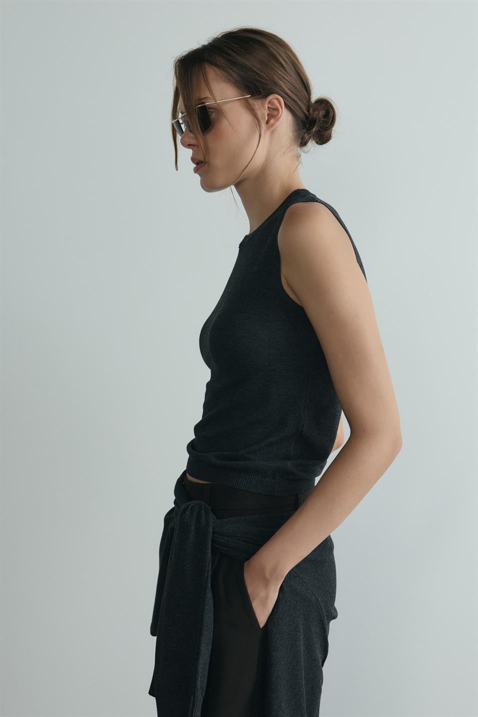 Antrasit Lea Triko Bluz