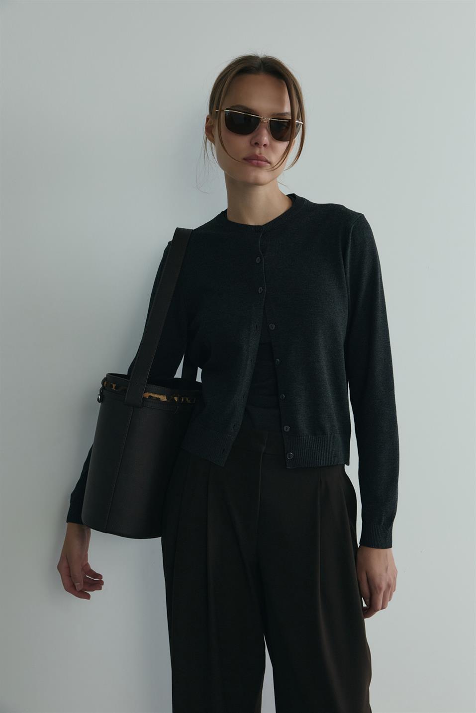 Antrasit Lea Triko Hırka