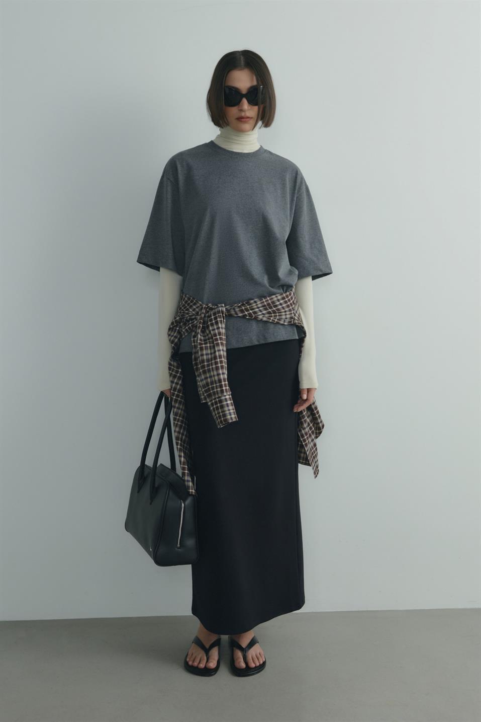 Antrasit Nox Oversize Tişört