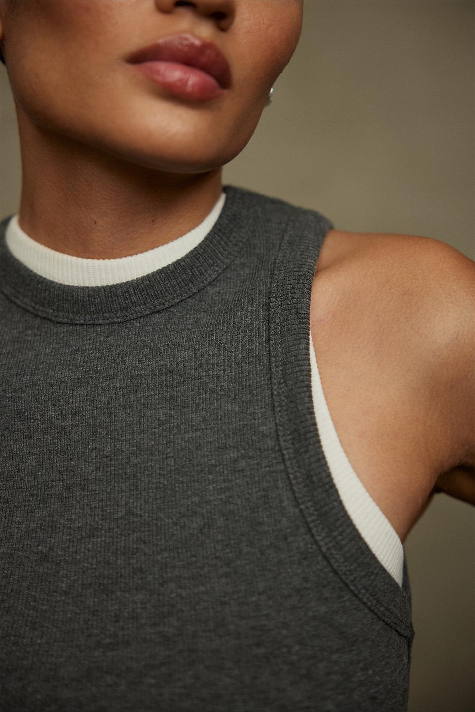 Antrasit Oli Fitilli Bisiklet Yaka Top