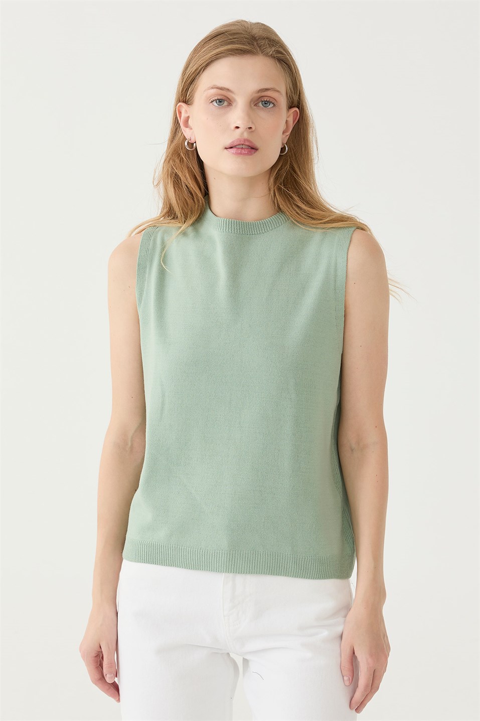 Mint Yeşili Basic Triko Bluz