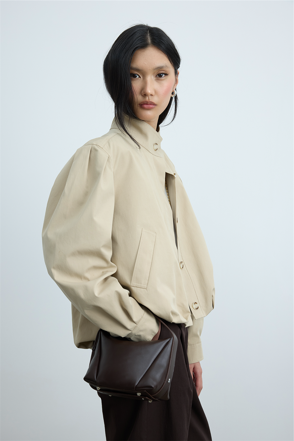 Bej Khole Dik Yaka Balon Ceket