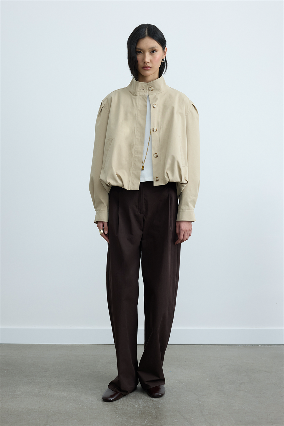 Bej Khole Dik Yaka Balon Ceket