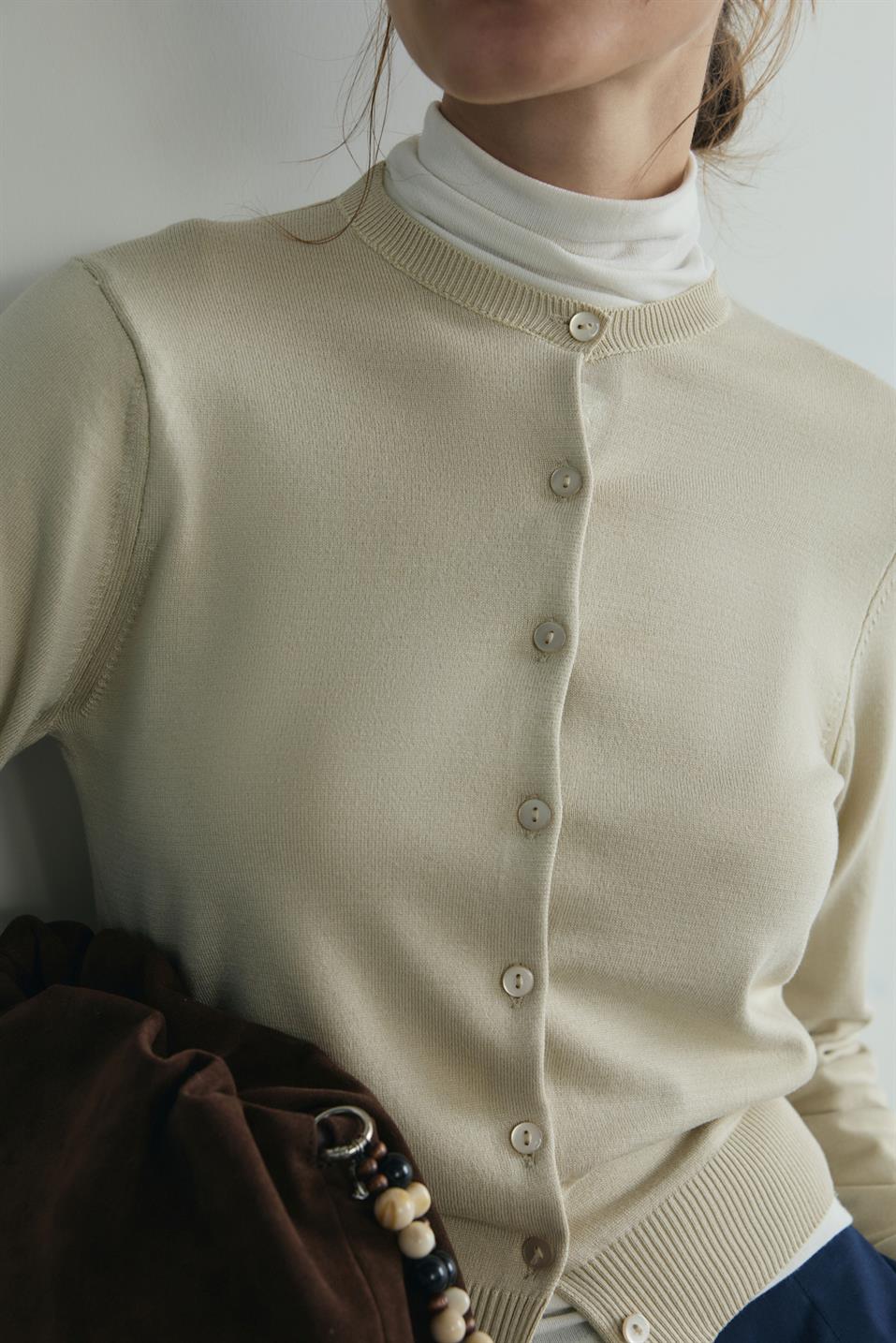 Bej Lea Triko Hırka