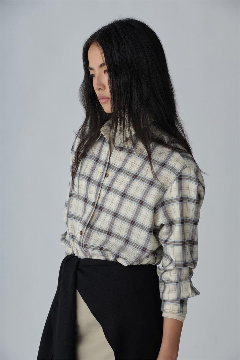 Bej Slone Ekose Gömlek