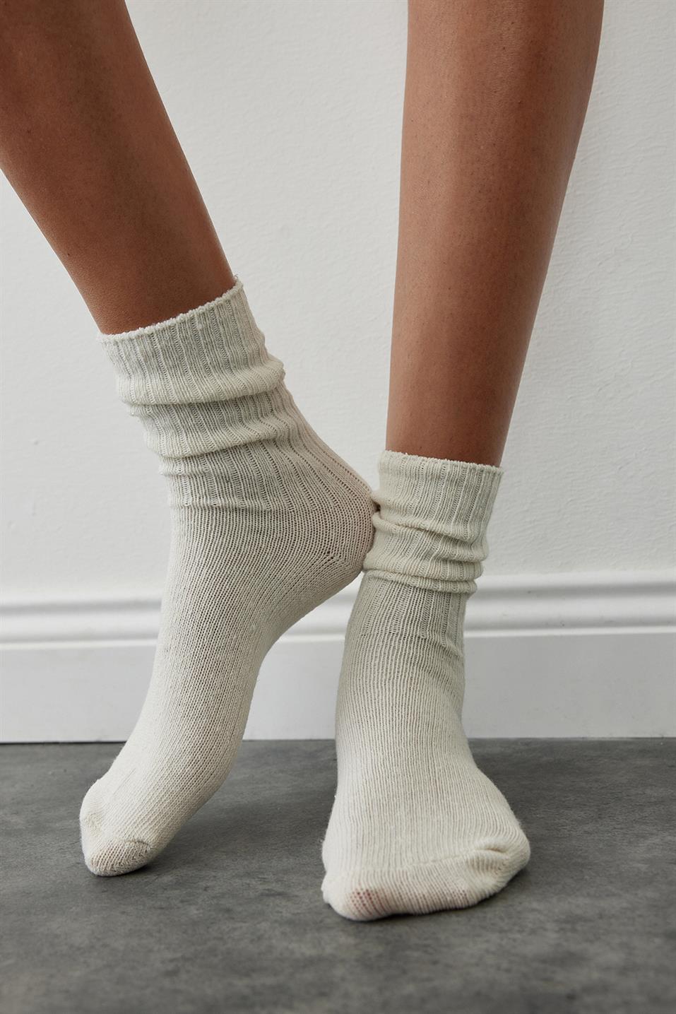 Wool Blend Ribbed Socks