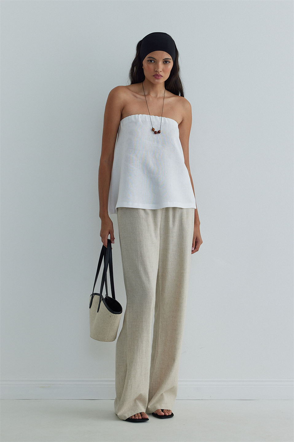 %100 Linen Mill Strapless Blouse