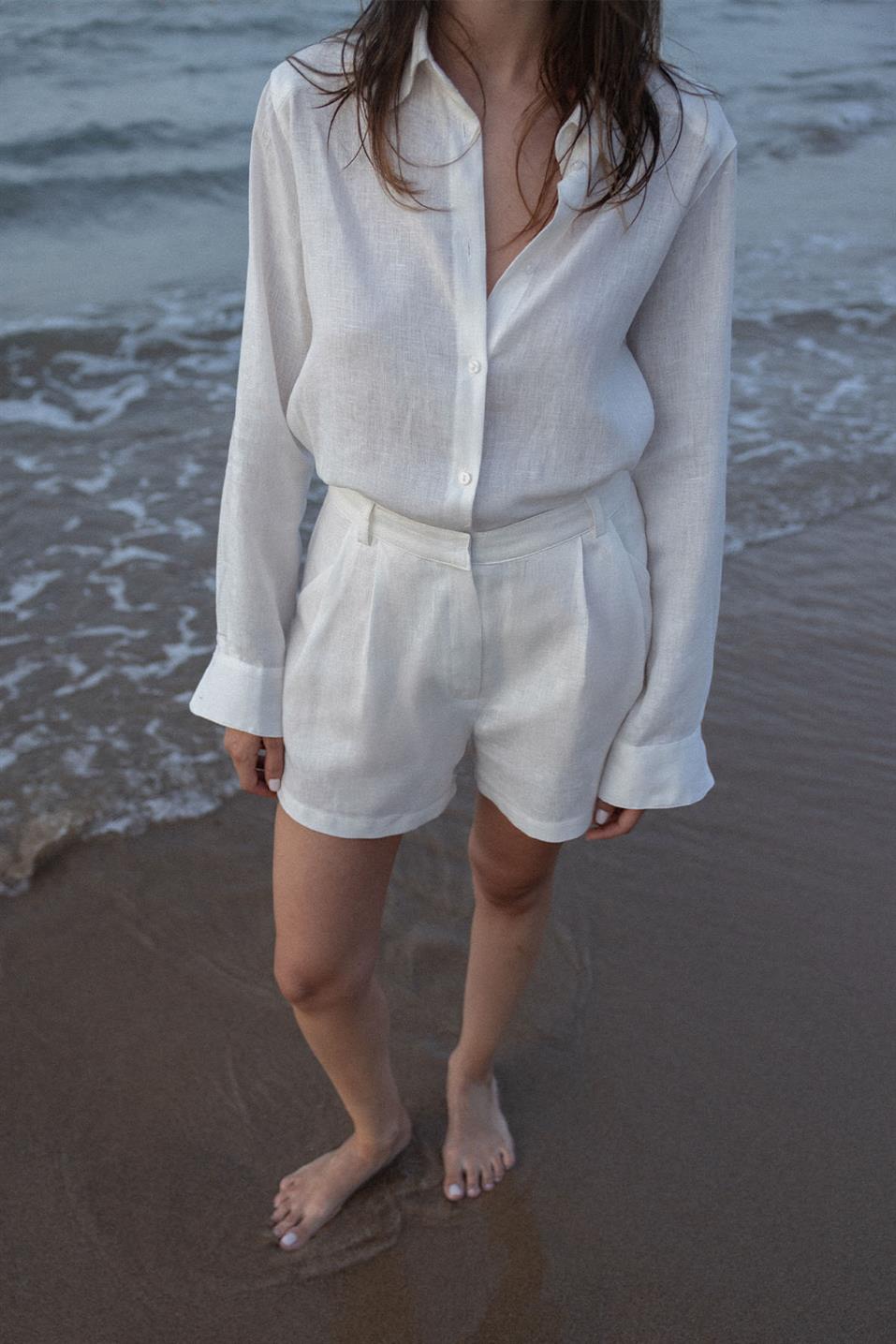 Nora %100 Linen Shorts