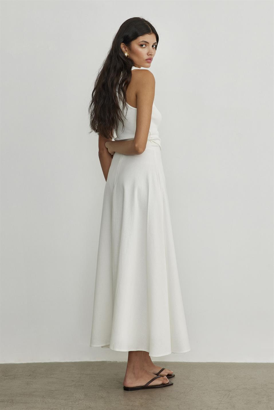 White Island Linen Flared Skirt