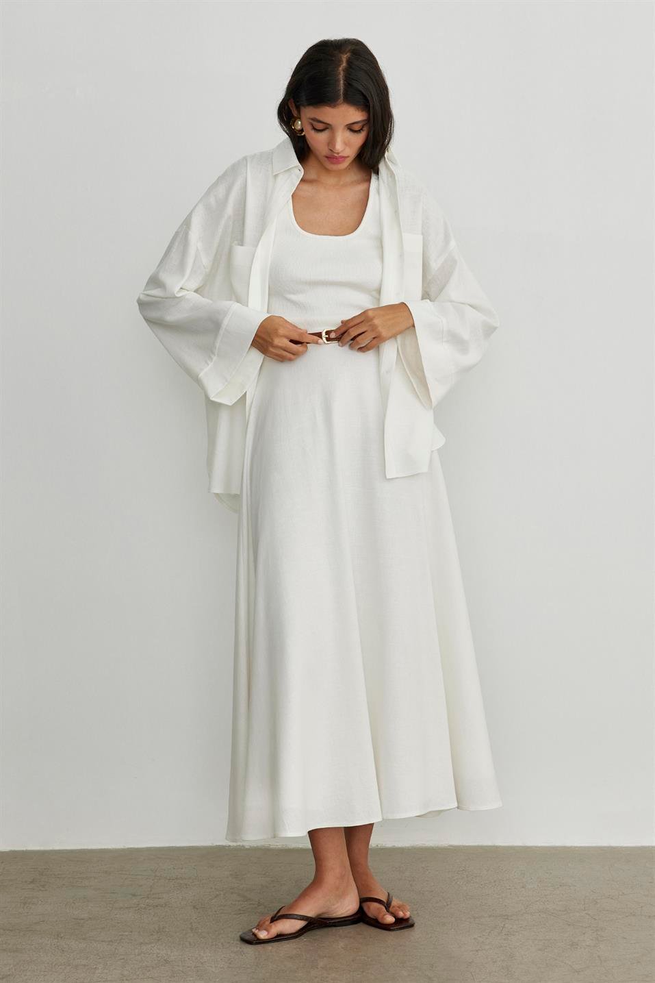 White Island Linen Flared Skirt