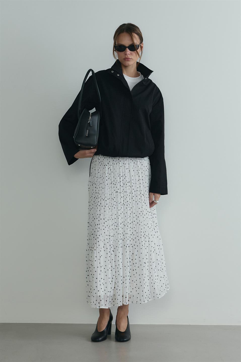 Ada Polka Dot Pleated Skirt