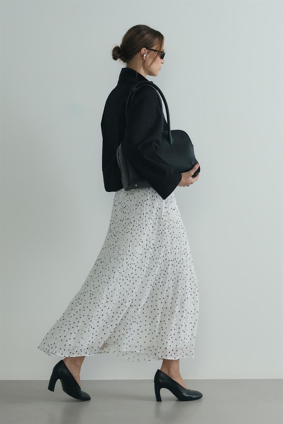 Ada Polka Dot Pleated Skirt