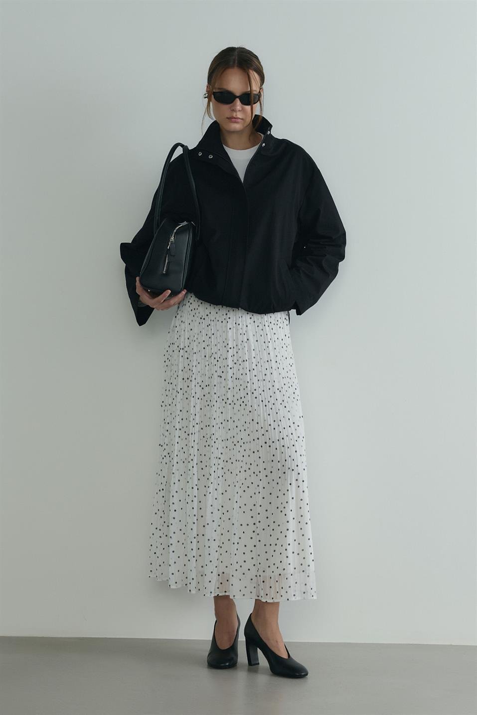 Ada Polka Dot Pleated Skirt