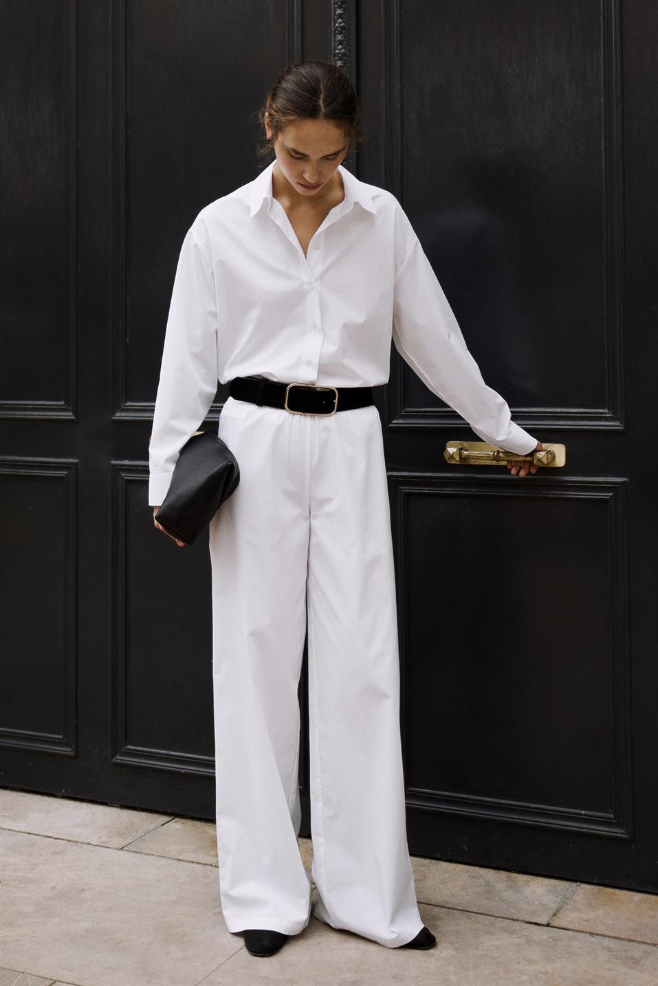 Beyaz Basic Poplin Pantolon