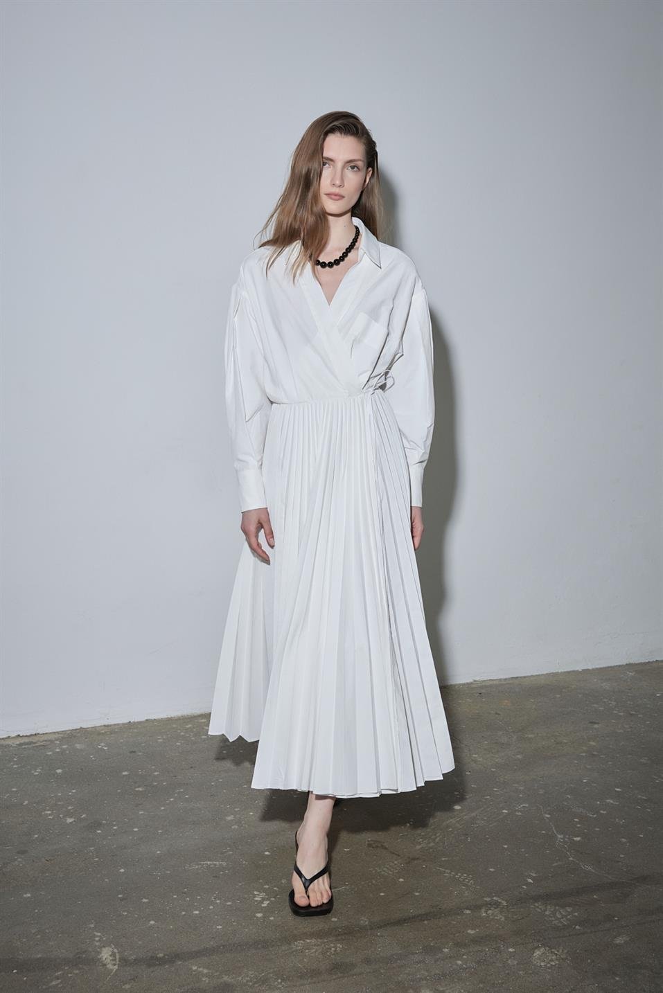 Beyaz Celia Anvelop Elbise