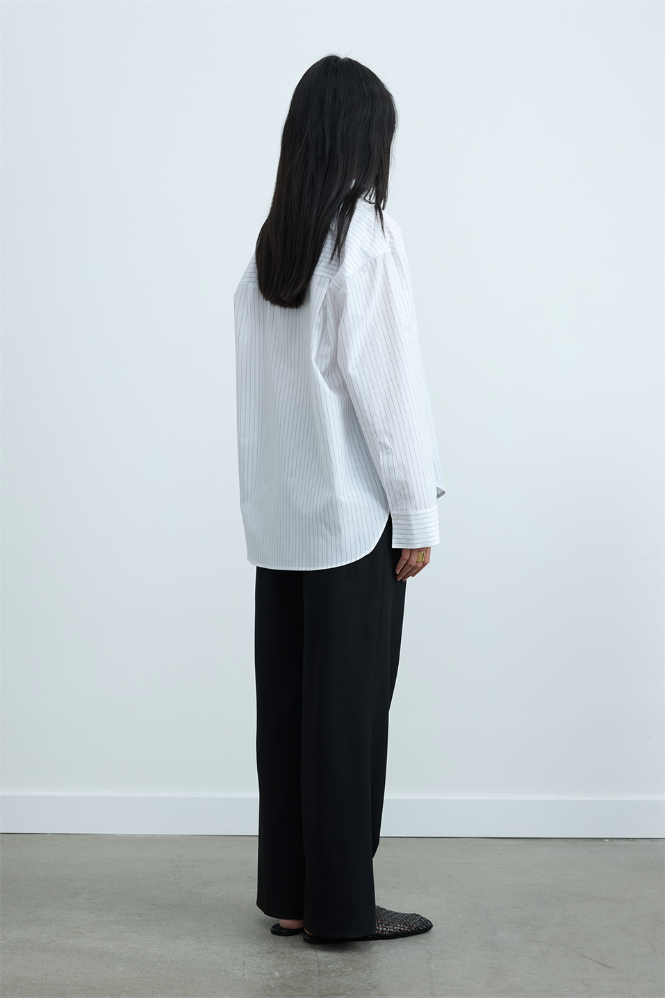 Beyaz Çizgili Page Oversize Gömlek