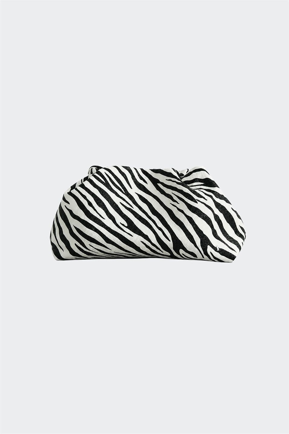 Beyaz Cove Zebra Büzgülü El Çantası