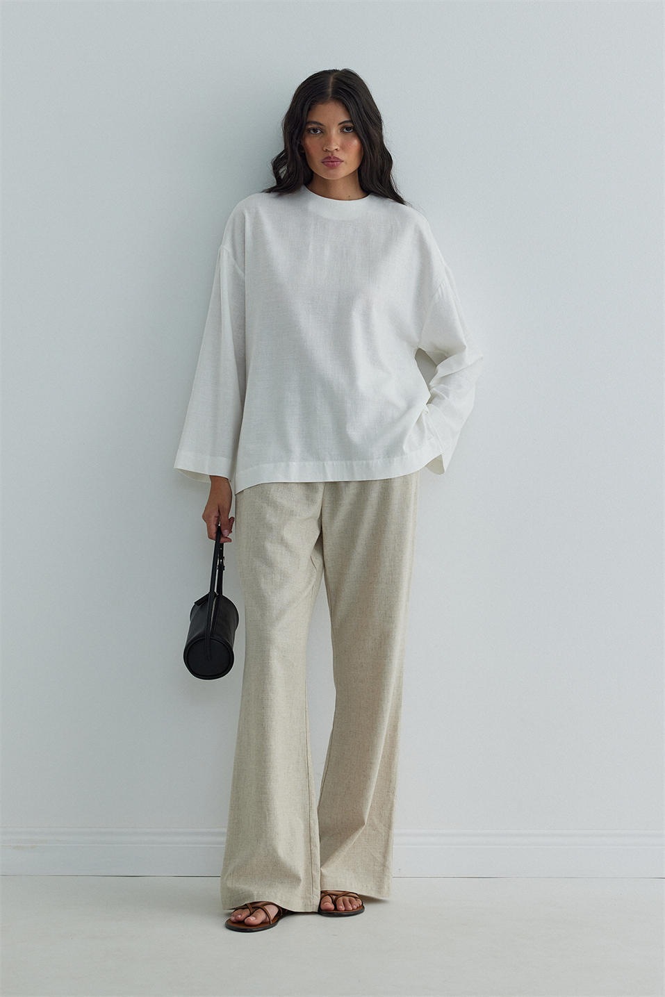 Ekru Kavala Keten Bluz
