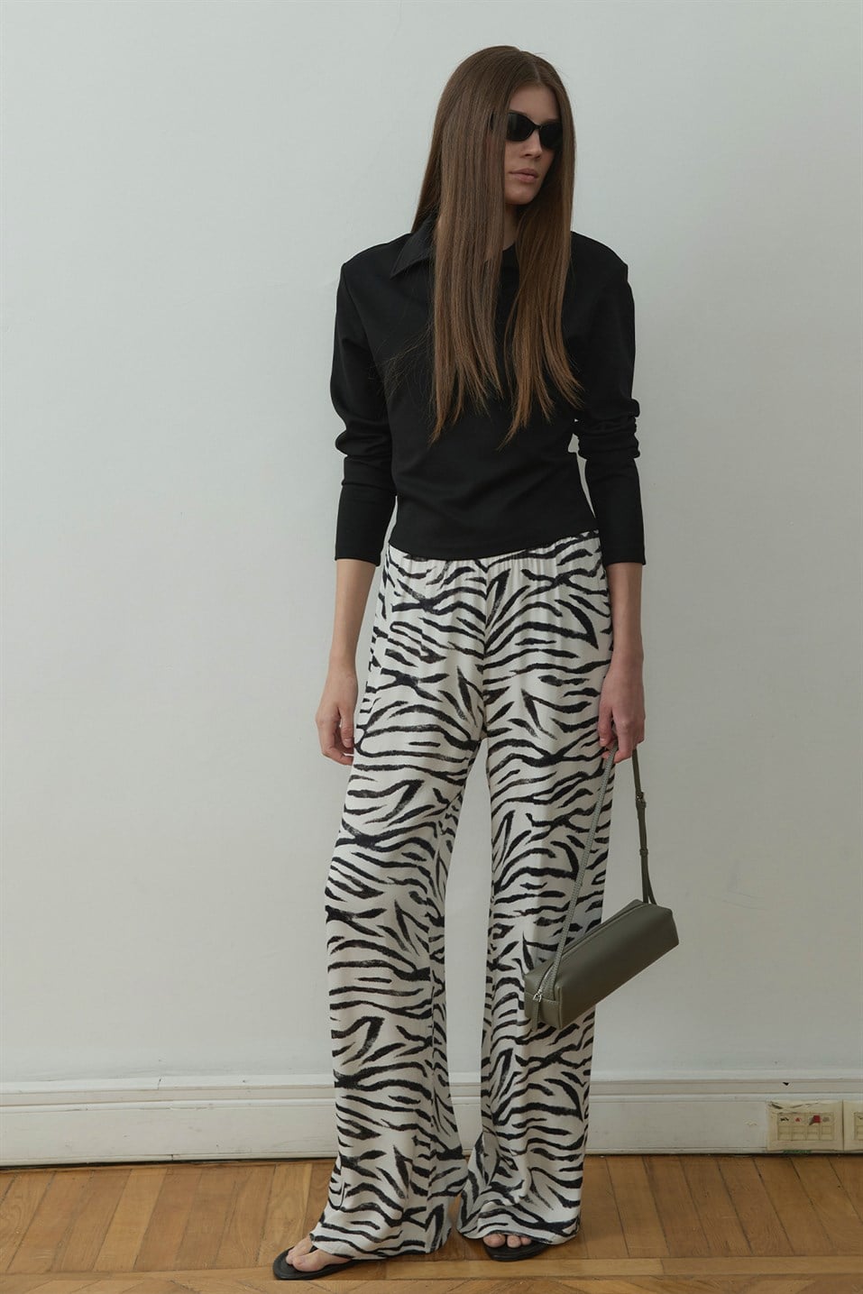 Beyaz Zebra Pol Pantolon