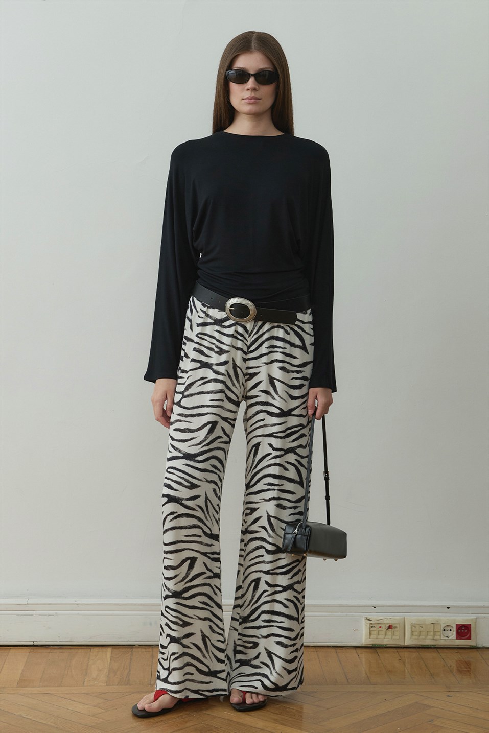 Beyaz Zebra Pol Pantolon