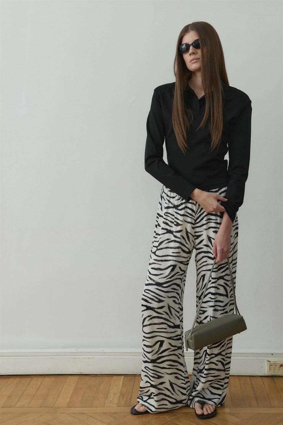 Beyaz Zebra Pol Pantolon