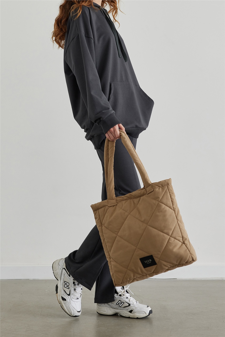Camel Quilted Puffer Bag