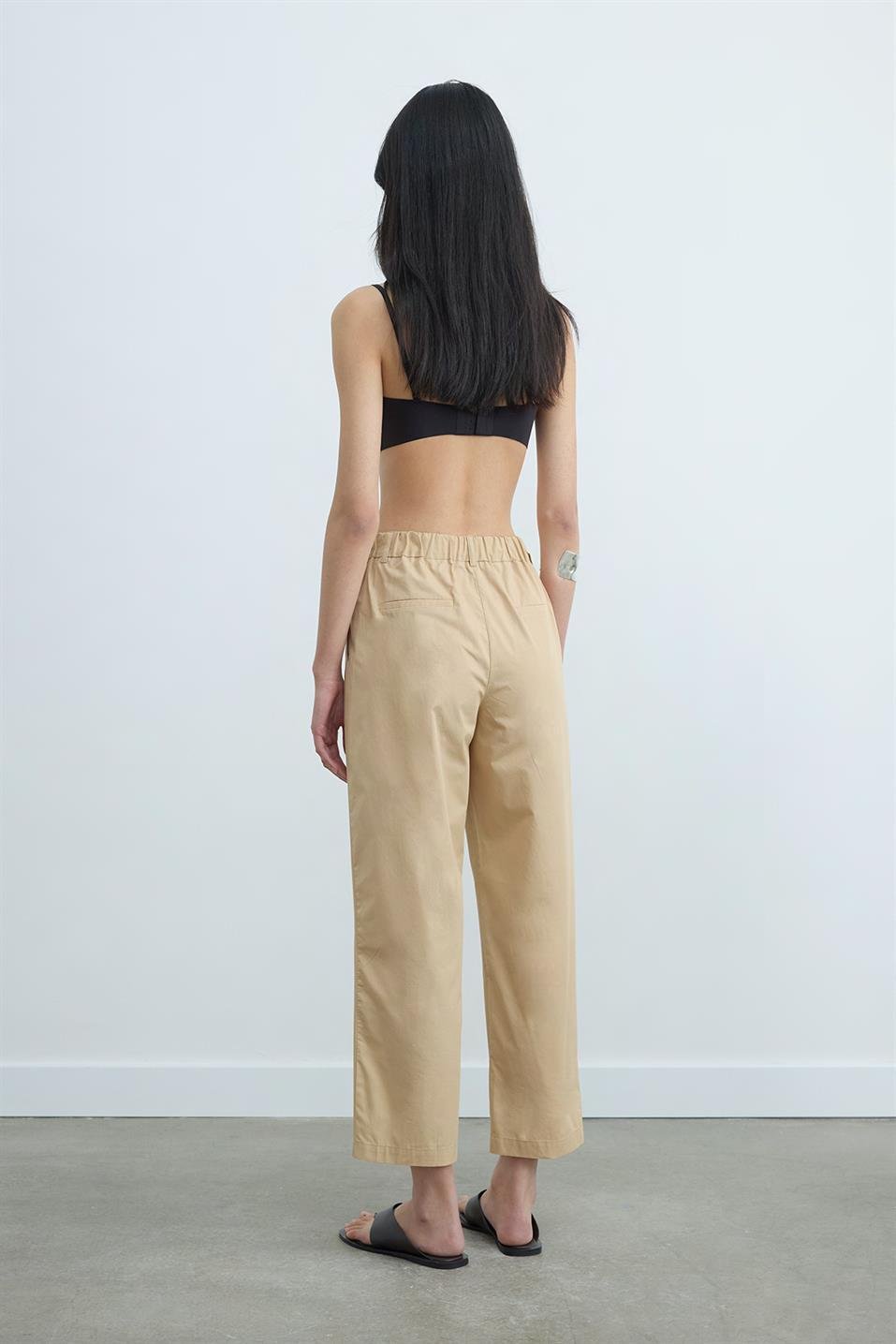 Camel Paper Poplin Pantolon