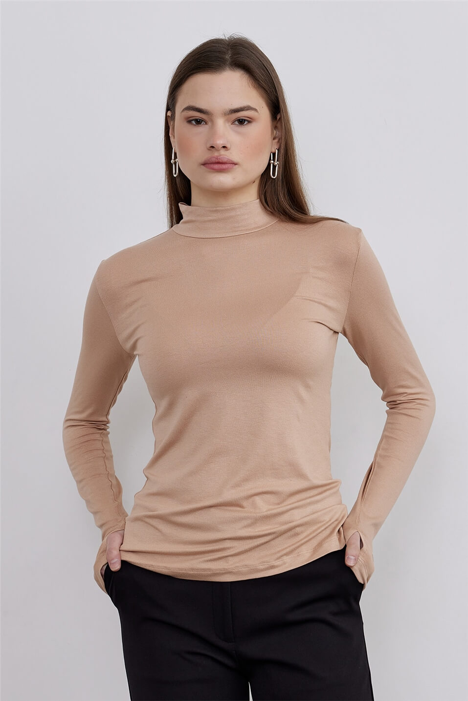 Camel Parmak Detaylı Body Suud Collection