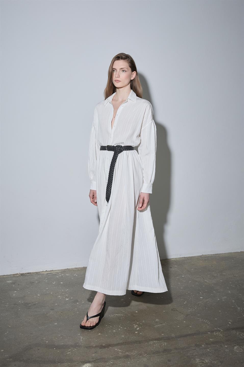 Ekru Anette Gömlek Elbise