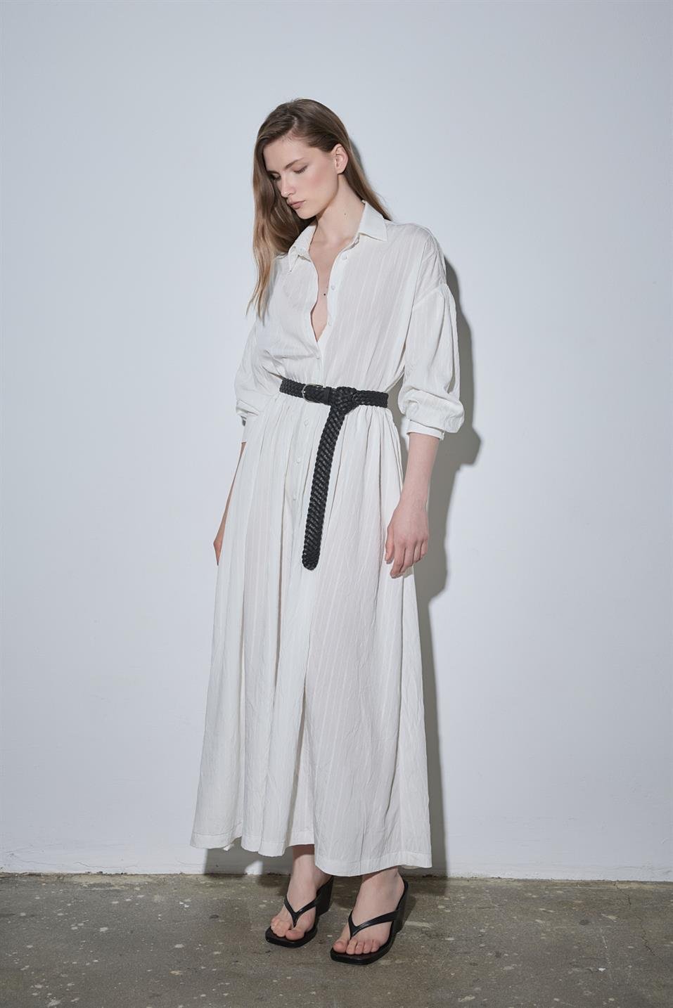 Ekru Anette Gömlek Elbise