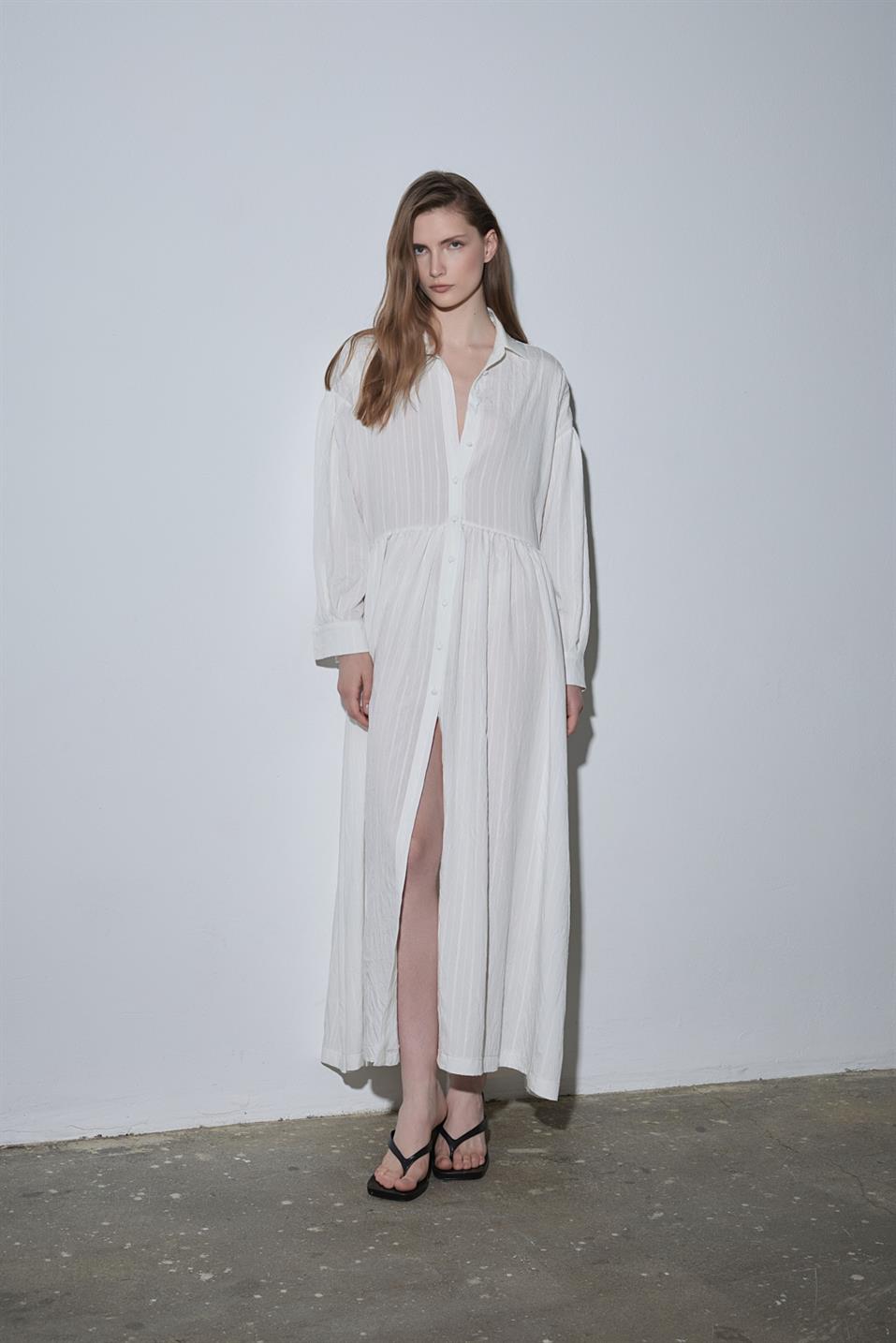 Ekru Anette Gömlek Elbise