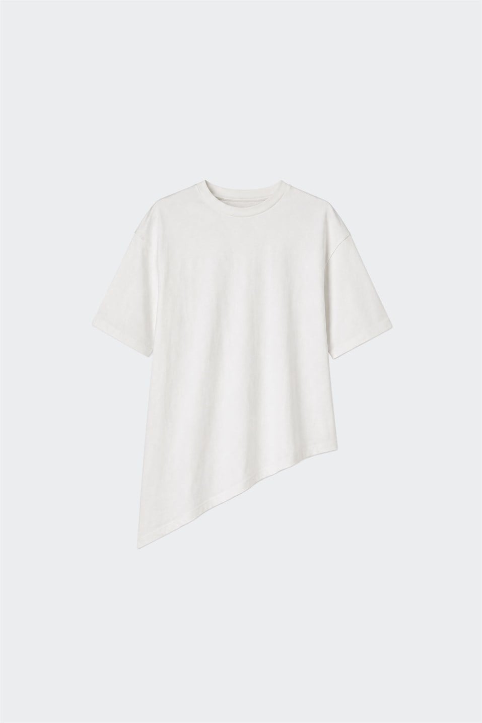 Ekru Asimetrik Oversize Tişört