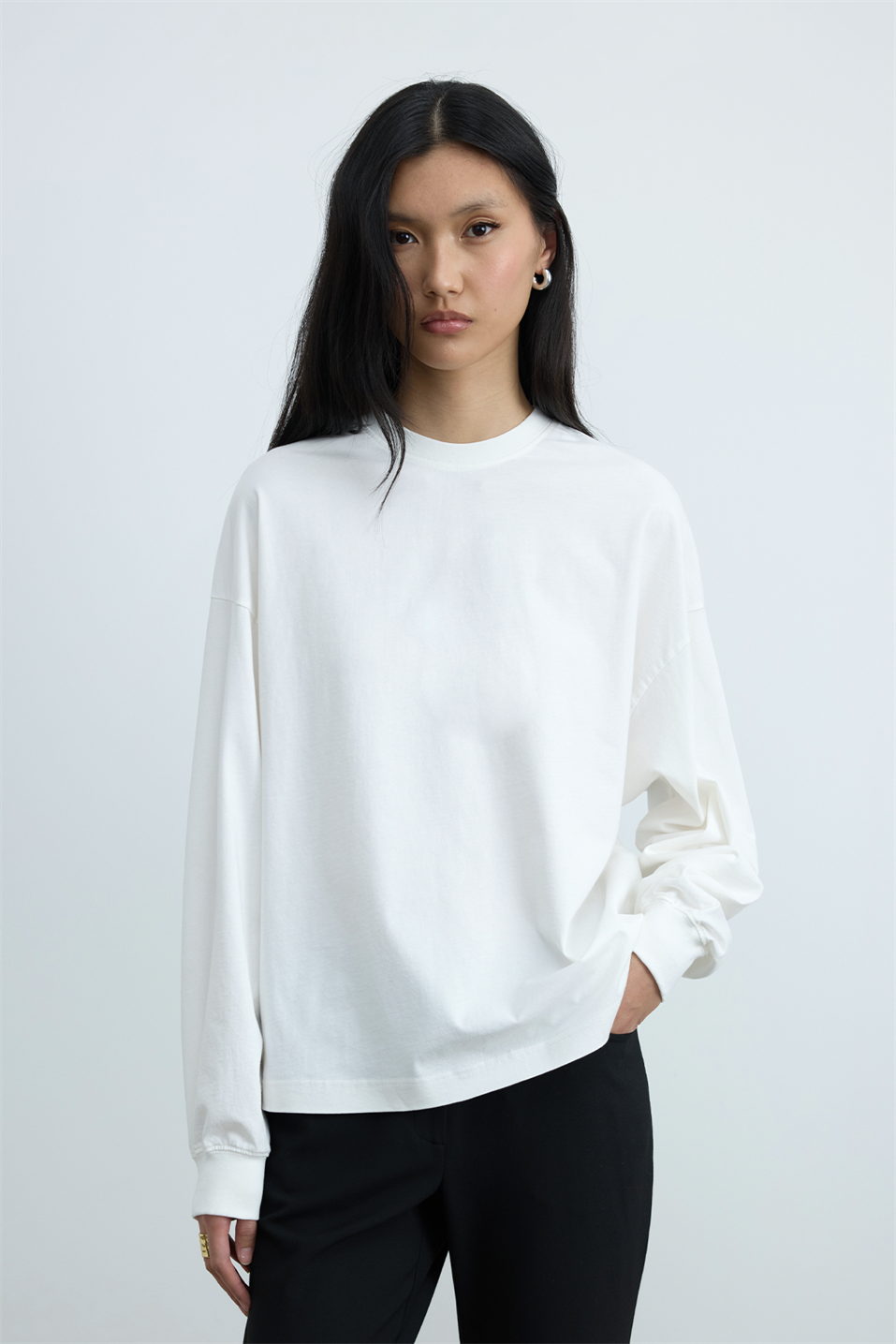 Ekru Dune Oversize Manşetli Tişört