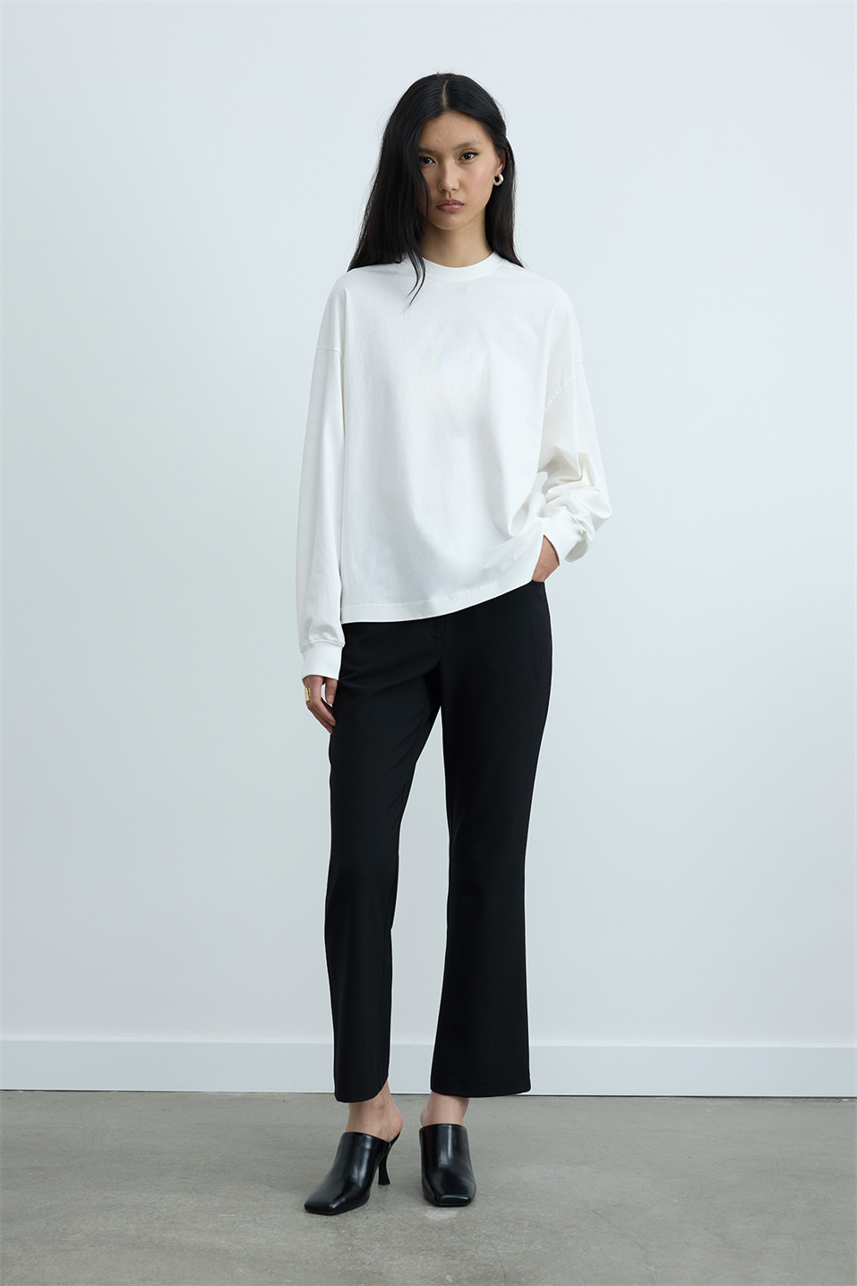 Ekru Dune Oversize Manşetli Tişört