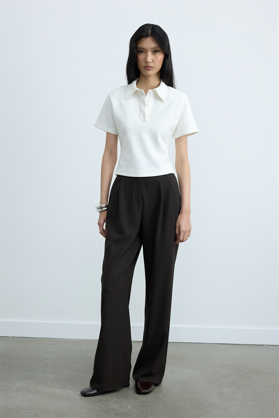 Ekru Jane Polo Yaka Tişört