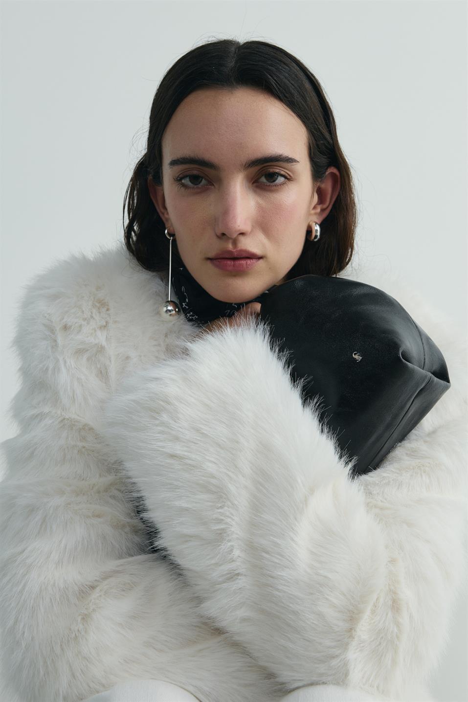 Ekru Lexi Suni Kürk Ceket