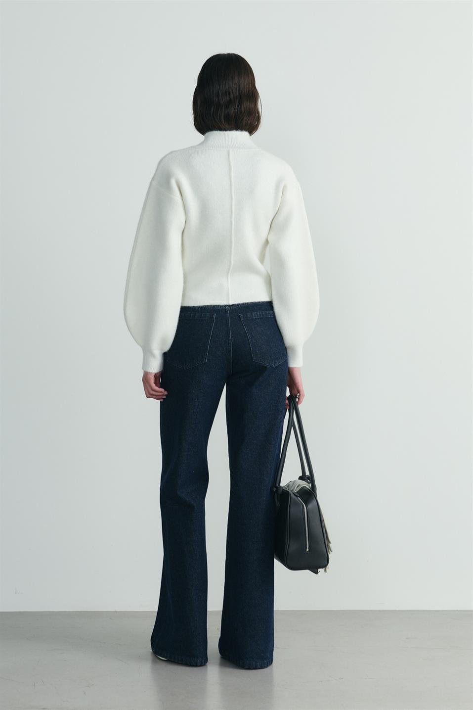 Ekru Mindy Balon Kol Triko Hırka