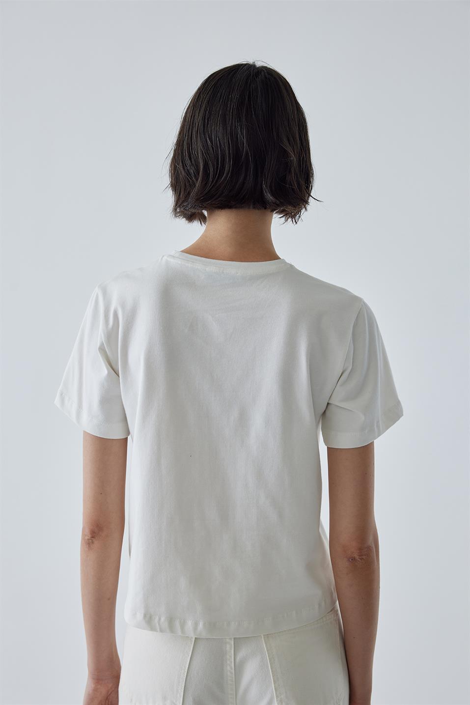 Ekru Nostalgia Baskılı Tişört