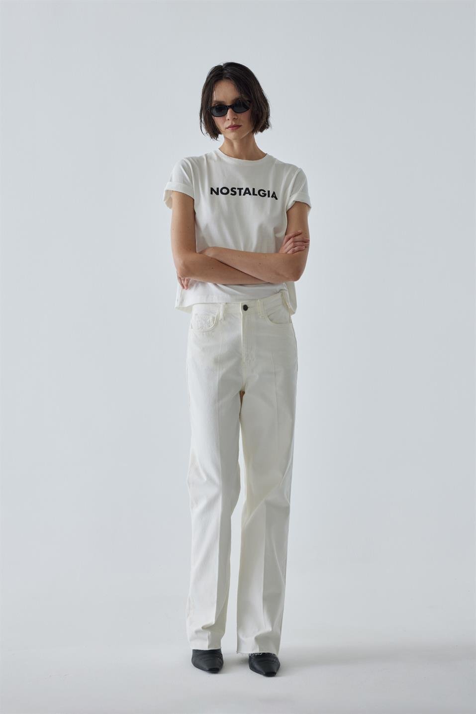 Ekru Nostalgia Baskılı Tişört