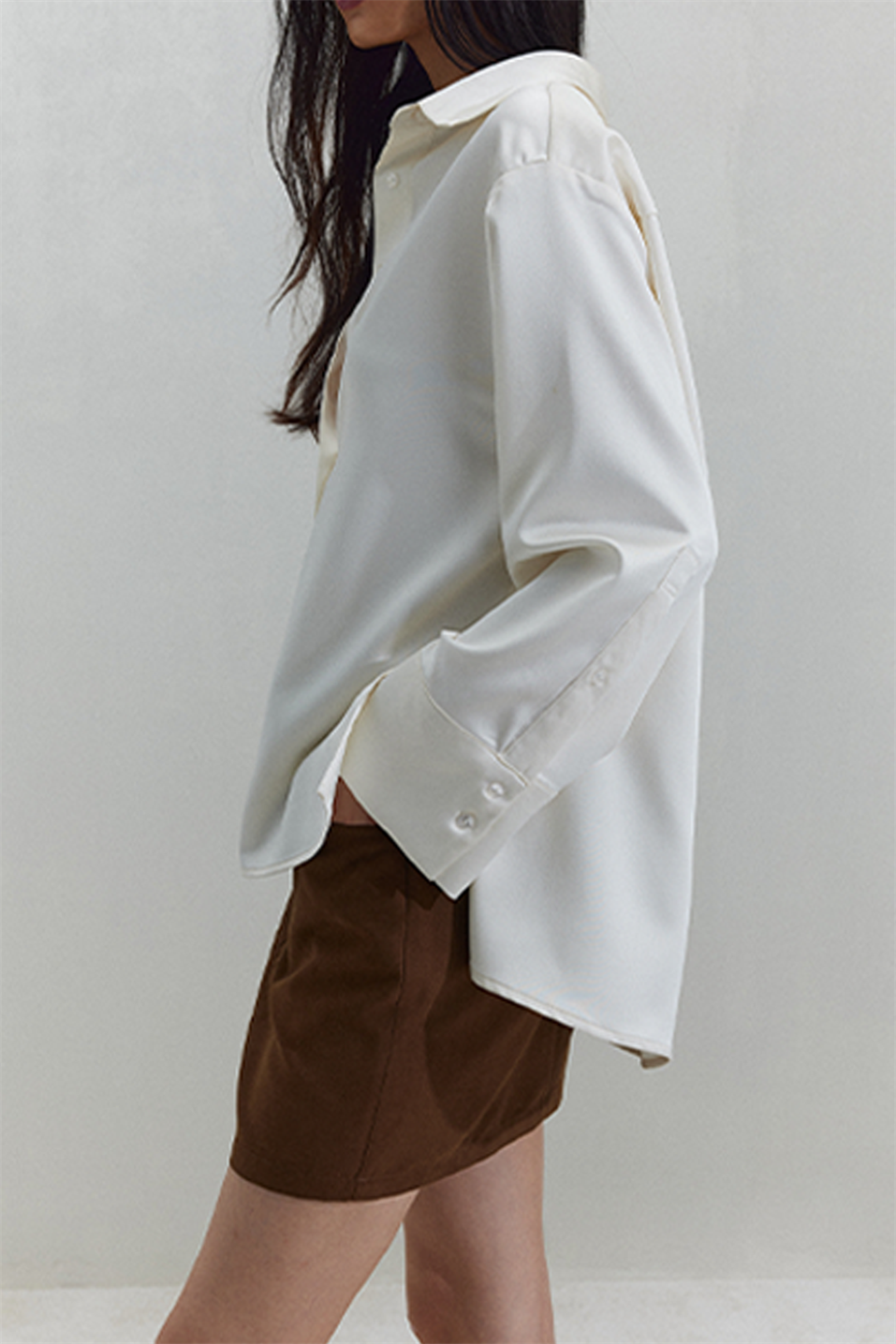 Ekru Pol Saten Gömlek